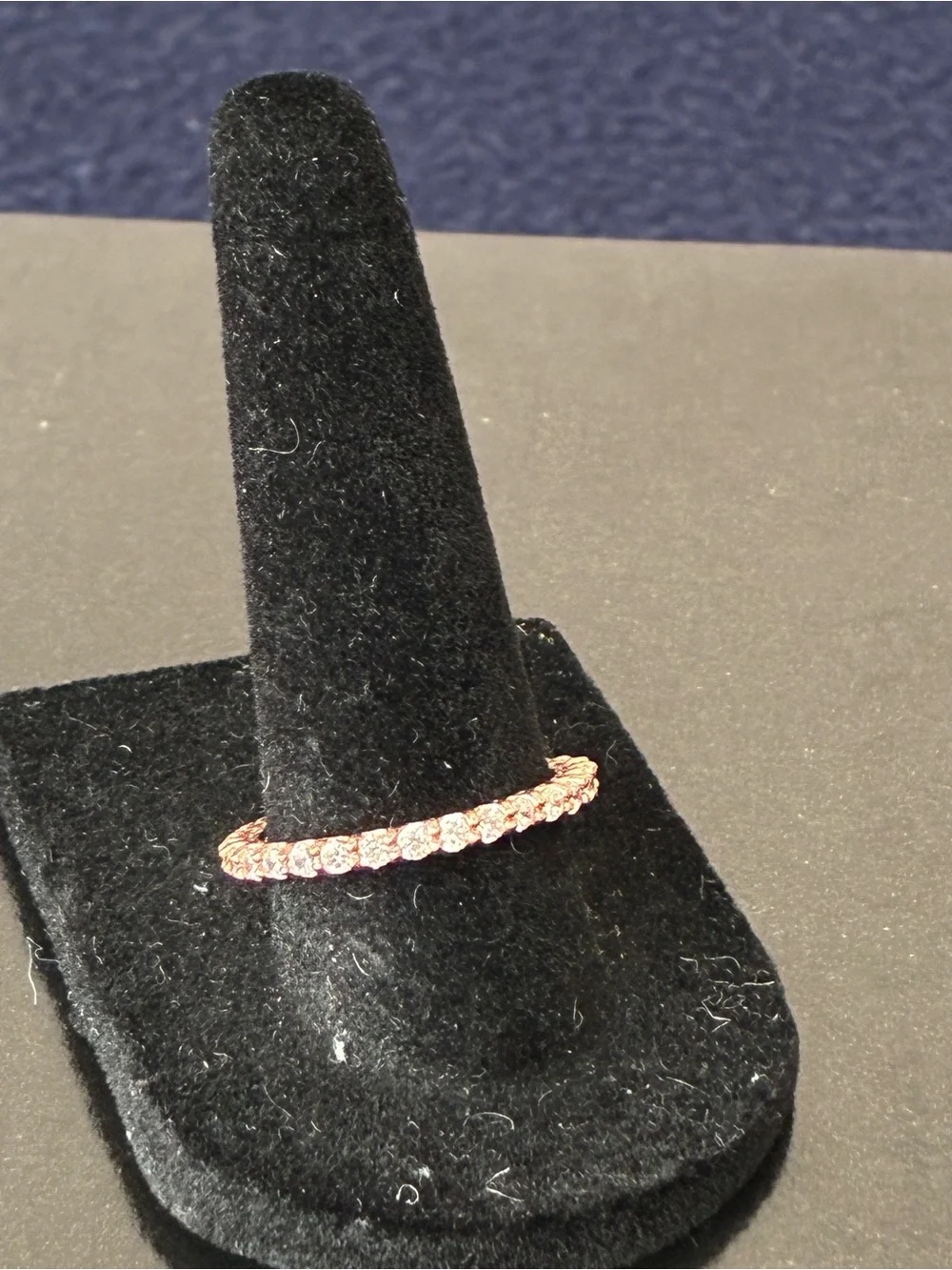 925 Sterling Silver Rose Gold Eternity Stackable Ring Sz 8